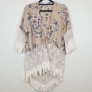 Tea n Rose open front Floral Lace Kimono